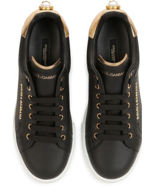 Portofino-Inspired Black & Gold Sneaker
