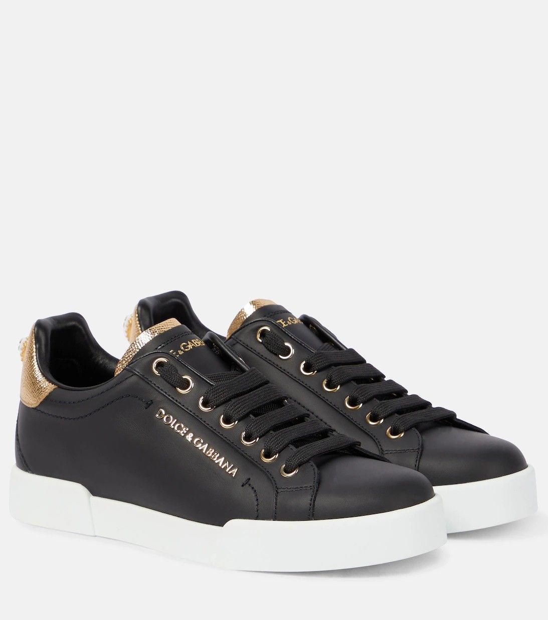 Portofino-Inspired Black & Gold Sneaker