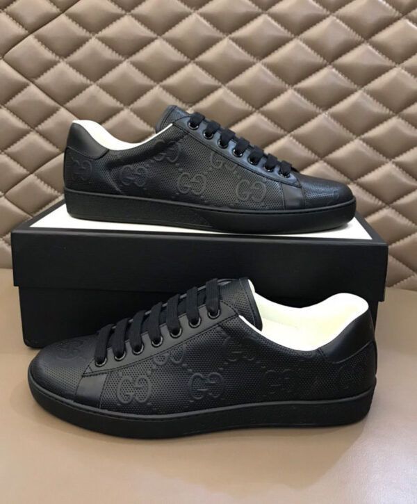 Midnight Monogram Sneakers – Black Embossed Luxe