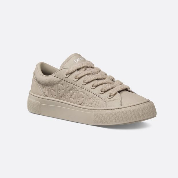 D1OR Beige Low-Top Sneakers – Oblique Design