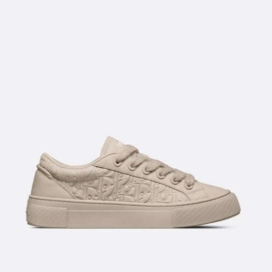 D1OR Beige Low-Top Sneakers – Oblique Design