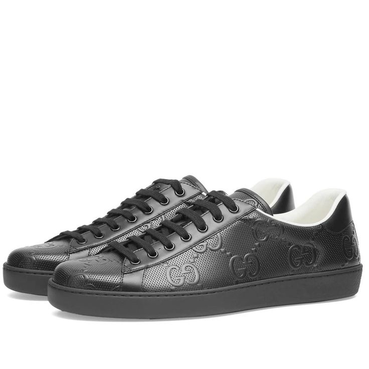 Midnight Monogram Sneakers – Black Embossed Luxe