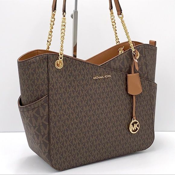 MK Luxury-Inspired Monogram Tote Bag – Cream & Brown Variants