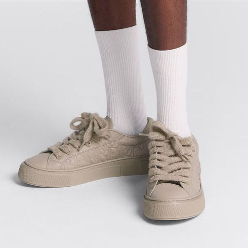 D1OR Beige Low-Top Sneakers – Oblique Design