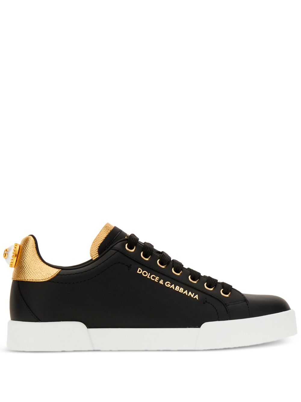 Portofino-Inspired Black & Gold Sneaker