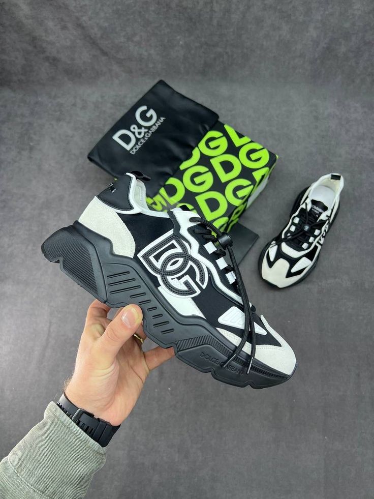 Luxury-Inspired Chunky DG Monogram Sneakers – Black & White