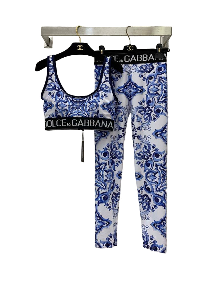 Majolica Print 2-Piece Set – Blue Baroque Elegance